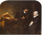REMBRANDT Harmenszoon van Rijn The Mennonite Minister Cornelis Claesz. Anslo in Conversation with his Wife, Aaltje D oil painting
